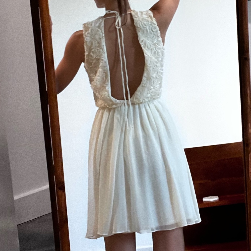 Asos ivory open-back romantic floral dress size 8